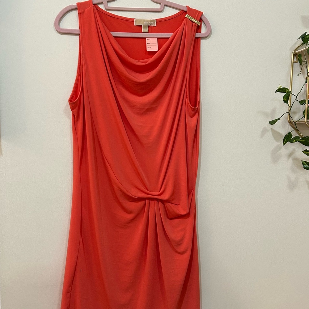 Michael Kors Red Draped Top with Gold Accent
